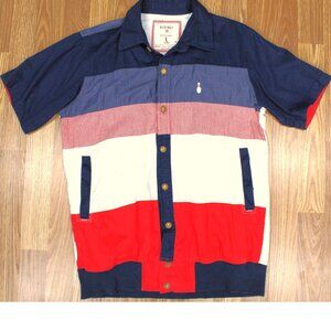BOWLING PIN DECIBEL REGULAR FIT 100% COTTON NAVY, RED & WHITE Sz MEDIUM, M